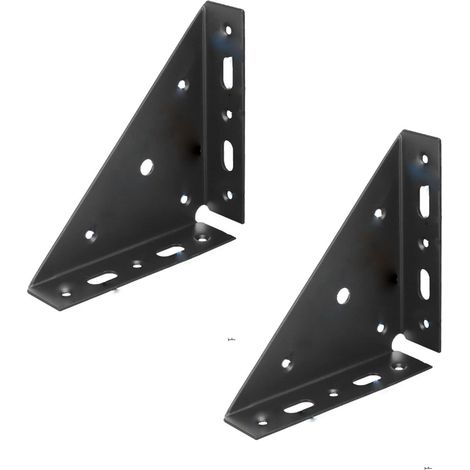 Un ensemble de 2 équerres en acier laminé à froid de 135 mm x 135 mm avec vis pour une utilisation sur une table ou une table de chevet (noir). (1/5)