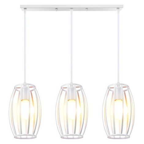 royaluxe- Suspension Luminaire D'Intérieur Rétro 3 Lumières Lustre Vintage Plafonnier En Métal Pour Chambre À Coucher, Salon, Salle À Manger, Cuisine Blanc