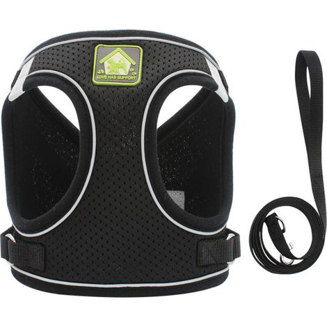 Dog Harness and Leash Set, No Pull Soft Mesh Pet Harness for Walking Escape Proof Small Cat Step-in Adjustable Vest with Reflective Strip Fit Puppy Kitten Rabbit