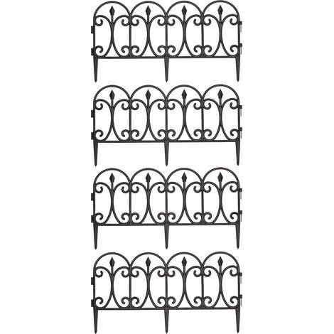 23cm x 57cm 4 Piece Black Ornate Garden Decorative Border Fence Edging (1/5)