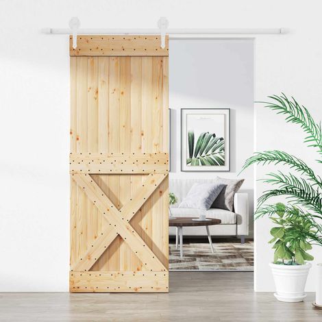 vidaXL Porta scorrevole Naturale e Bianco 90 x 210 cm