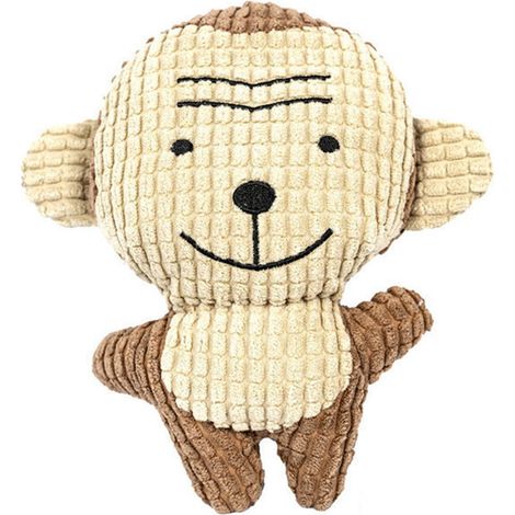 Peluche pour chien résistante aux morsures, idéale pour lutter contre l'ennui. Jouet à mâcher interactif et amusant pour animaux de compagnie. Singe brun. (1/4)
