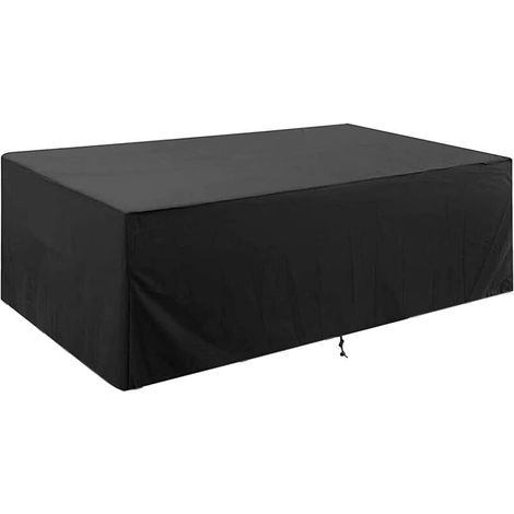 Garden Furniture Cover, Garden Table Chairs Rattan Waterproof Windproof Anti-UV Tear Resistant Large 210D Oxford Rectangular Cover 315x160x74cm Black
