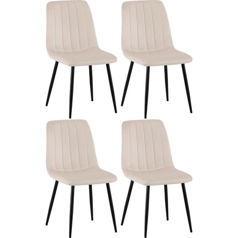 4er Set Stühle Dijon creme Samt (1/5)