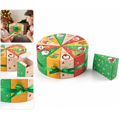2 Pièces Boîte Cadeau de Noël avec Ruban Vert 11 x 5,5 x 7,5 cm Calendrier de l'Avent Emballage Fête (1/5)