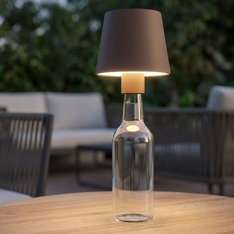Tischleuchte Tischlampe Außenlampe Flaschenlampe braun LED Gartenlampe Touchdimmer cm, 3W 130lm warmweiß, DxH 10,6x13 cm