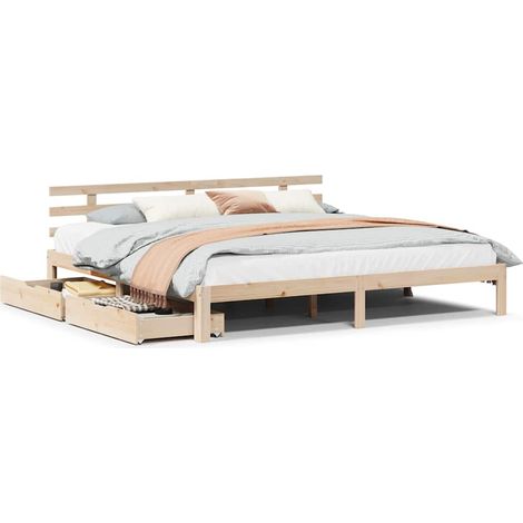 Maison Exclusive - Massivholzbett mit Schubladen 200x200 cm Kiefe
