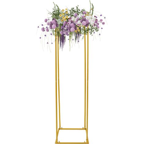 Support de Fleurs Doré Présentoir Vase pour Centre de Table de Mariage, Rectangulaire Colonne, pour fêtes d'anniversaire, décorations de jardin (5050185.8cm) (1/5)