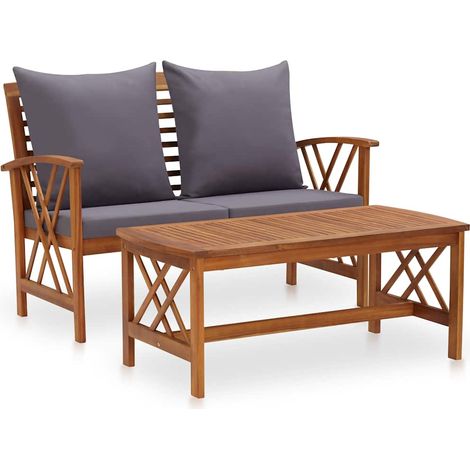 vidaXL Salon de jardin 2 pcs avec coussins bois d'acacia solide (1/5)