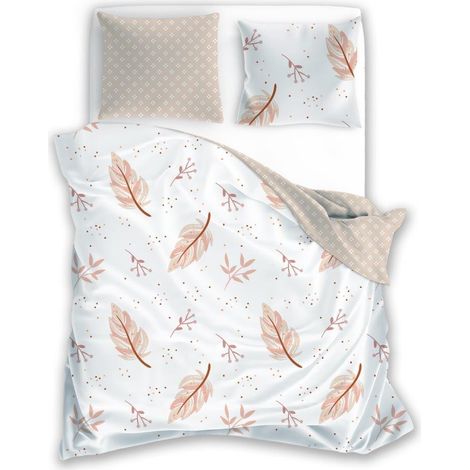 Mikrofaserbettwäsche 140x200 Harmony 8 Laken weißbeige mit einem 70x90 Faro-Kissenbezug (1/2)