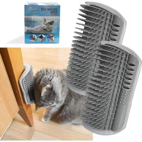 Lot de 2 peignes de massage d'angle doux pour chat avec herbe à chat, griffoir d'angle, brosse de toilettage, peigne, brosse de toilettage, automassage mural (1/3)