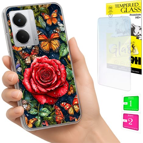 Coque pour Realme 14 5G / 14T 5G - Coque arrière papillon avec protection en verre 9H et motif photo (1/5)