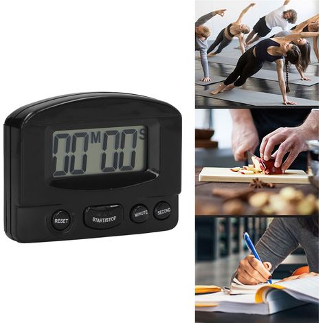 Minuteur de cuisine numérique avec compte à rebours, sans pile, couleur noire. (1/5)