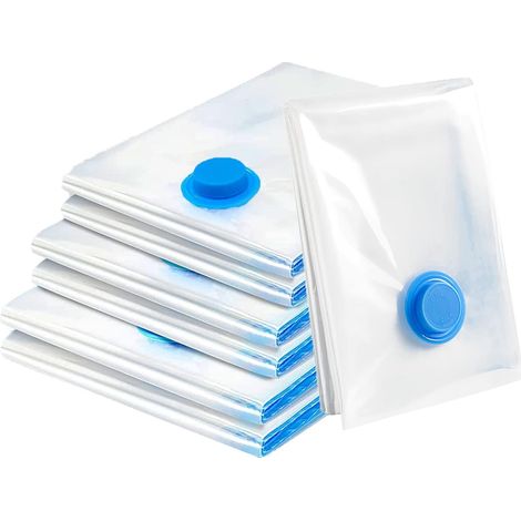 APEX Sacs de rangement sous vide pour vêtements -Lot de 6 (2 jumbo + 2 grands + 2 moyens) -Sacs de rangement réutilisables pour vêtements (1/5)