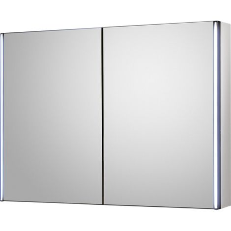 Hudson Reed Leda 2-Door LED Touch Sensor Bathroom Mirror Cabinet 600mm H x 800mm W (1/5)