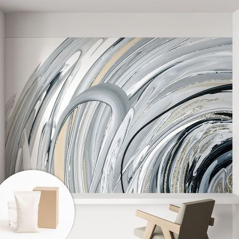 Papier peint intissé avec imprimé pour décoration intérieure pour rénovation a motif - Colle incluse gratuite Marbre abstrait 152x104 cm (1/5)