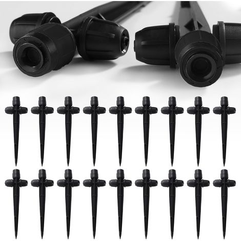 18 Pieces 360 Degree Adjustable Drip Emitters with Barbed Lock for 1/4" Pipes, Irrigation Water Drippers for Irrigation System, Black (1/5)