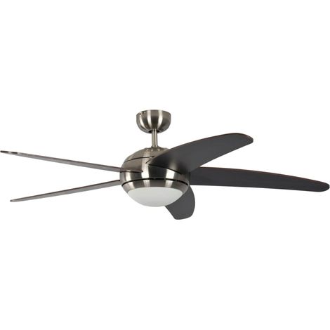 Pepeo GmbH Melton Ventilatore da Soffitto 13432010131v1 con Telecomando Incluso, Rivestimento di Color Nickel, Pale Marrone Wanaque, 132 cm (1/2)