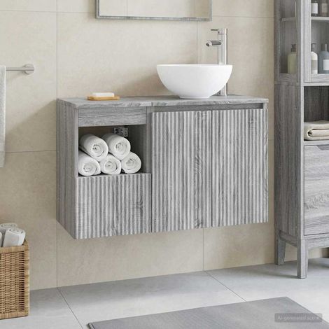 Beyamis Ensemble de meubles de salle de bain 2 pièces, gris (1/5)