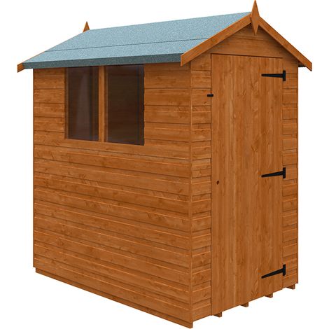 6 x 4 Feet Super Apex 12mm Shed - Solid Wood/Softwood/Pine - L175 x W115 x H203.9 cm - Burnt Orange