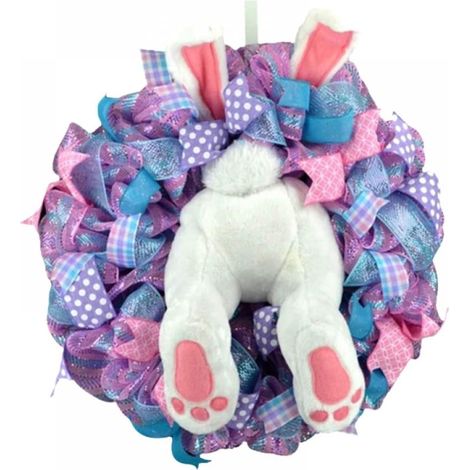 Guirlande De Porte De Pâques - Lapin En Forme De Couronne Décor Murale Pour Intérieur Et Extérieur - 50 X 40 Cm - 1 Pièce (1/5)