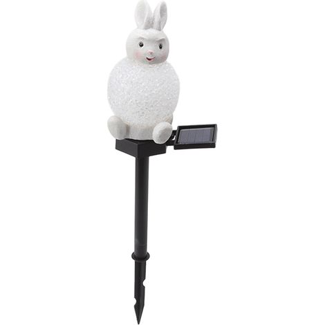 Lampe solaire LED à encastrer au sol, en forme de lapin blanc, pour jardin, idéale pour Noël et Thanksgiving. Lampe solaire colorée à insérer dans le sol.