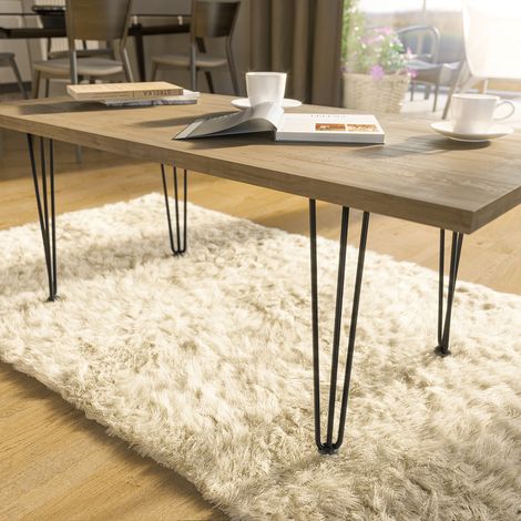 Tischbein Hairpin Leg Haarnadelbein Schwarz matt 3 Streben Tischbein ø10mm h 406mm (1/4)