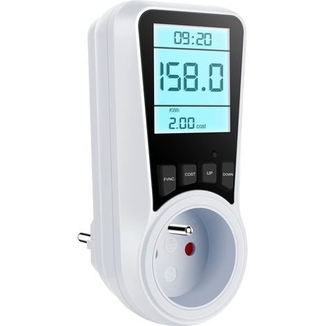 Wattmeter Socket Energy Meter, Power Consumption with 7 Monitoring Modes, Backlit LCD Display, Energy Saving Power Consumption Socket, Overload Protection, 3680W MAX (1/5)