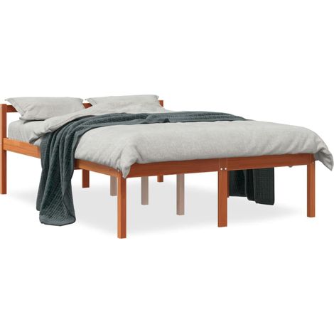 Maison Exclusive - Seniorenbett Wachsbraun 120x200 cm Massivholz