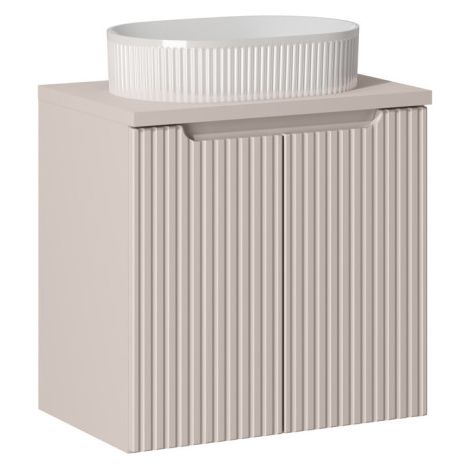 Ensemble Meuble Salle de Bain 2 portes + Vasque + Plateau L 60 x P 40 x H 59,5 cm - Astral - Beige crème - Livraison gratuite