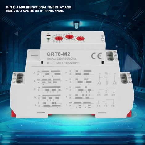 Relais temporisé multifonction GRT8-M2, 10 modes, montage sur rail DIN, AC 220V (1/5)