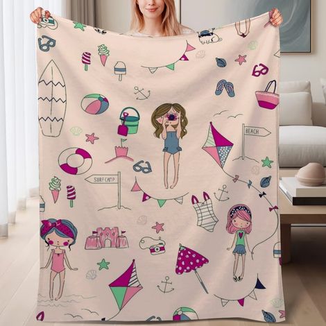 Couverture de lit en polaire, douce et chaude en microfibre légère pour le printemps, décoration de chambre, cadeau pour femmes et hommes, 6080 pouces (1/4)