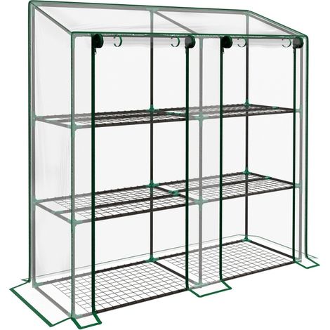 Mini serre de jardin 3 étagères avec 6 étagères filaires et 2 portes à enroulement (1/5)