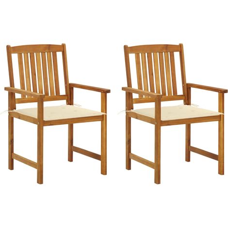 Chaises de jardin avec coussins lot de 2 Bois d'acacia massif (1/5)