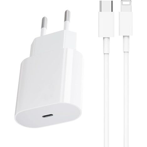 25W USB C Rapide Chargeur Replacement pour iPhone 14,14 Pro, 14 Pro Max, 14 Plus, 13, 12, 11, XR, SE,X,XS, 8, iPad Air, Pods, Type C Prise Mural Secteur Adaptateur Alimentation avec 1.5M Câble (1/5)