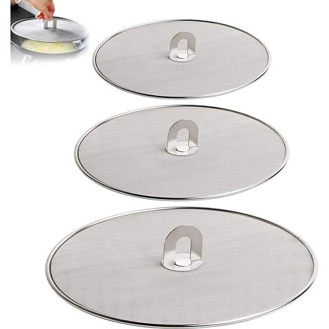 3 Pieces Frying Pan Grease Screen Shield Stainless Steel Splatter Cover Stainless Steel Splatter Guard for Kitchen Frying Pan 33cm 29cm 25cm (1/5)