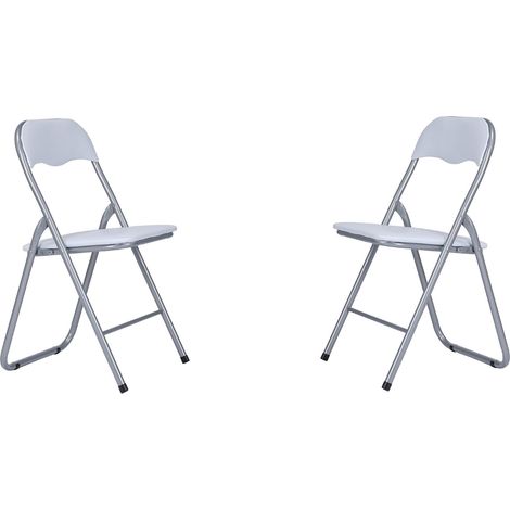 Sedia in metallo pieghevole seduta ecopelle BIANCO SET 2 PEZZI (1/2)