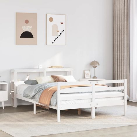Bed Frame with Headboard without Mattress White 150x200 cm King Size vidaXL (1/5)
