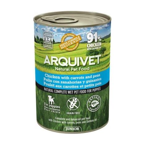 LATA JUNIOR Pollo/Zanahorias/Guisantes/Aceite de salmÃ³n 400gr.