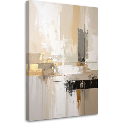 Cuadro en Lienzo Abstracción beige con textura de estilo boho 20x30 (1/5)