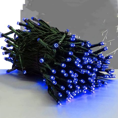 Guirlande lumineuse solaire extérieure de 22 m (bleue), 200 LED décoratives, fil vert étanche, 8 modes d'éclairage, guirlande de Noël solaire pour jardin. (1/5)