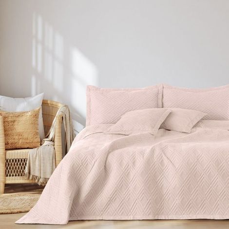 Filiyano-Couvre-lit - OPHELIA - Microfibre - 170 x 210 cm - Rose poudré (matelassé aux ultrasons) Rose poudré (1/4)