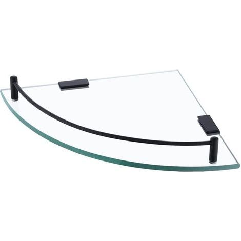 Bathroom Wall Shelf, Glass Shower Shelf, Corner Wall Shelf, Corner Shower Shelf, SUS 304 Stainless Steel, Matte Black (1/4)