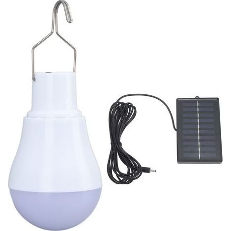 Jeffergarden Ampoule solaire panneau solaire LED ampoule ABS lumière blanche 500mAh batterie crochet conception lumière solaire pour tente de Camping d'urgence (1/5)