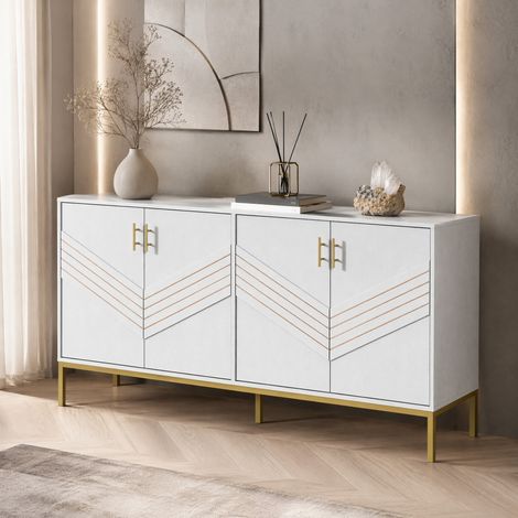 Madia 4 ante con ripiani regolabili in MDF bianco OKMYHOME (1/5)