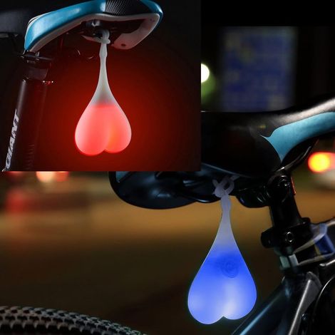 2 Stück Fahrradrücklichter, wasserdichte LEDs, 3 Blinkmodi, rotes und blaues Herz, Sicherheit bei Nacht (1/5)