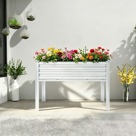 metal Raised Garden Bed with Legs, 48×24×32in Large Metal Elevated Raised Planter Box for Backyard, Patio, Balcony, 177lb Capacity (1/5)