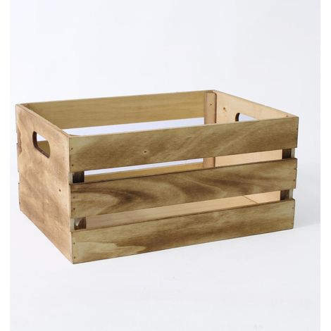 Cagette en sapin bruni, 36 x 26 x 18 cm (lot de 3)