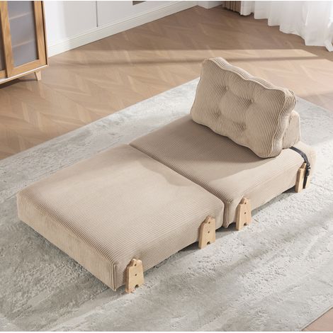 Sofá cama convertible 90x86x84 cm, tela de pana beige, 1 plaza – MEUBLIV (1/5)