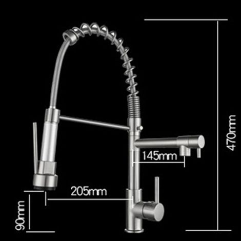 Küchenarmatur aus Edelstahl mit Federmechanismus für Warm- und Kaltwasser, ideal für Spülbecken, Geschirrablagen und Gemüseschubladen – goldfarben